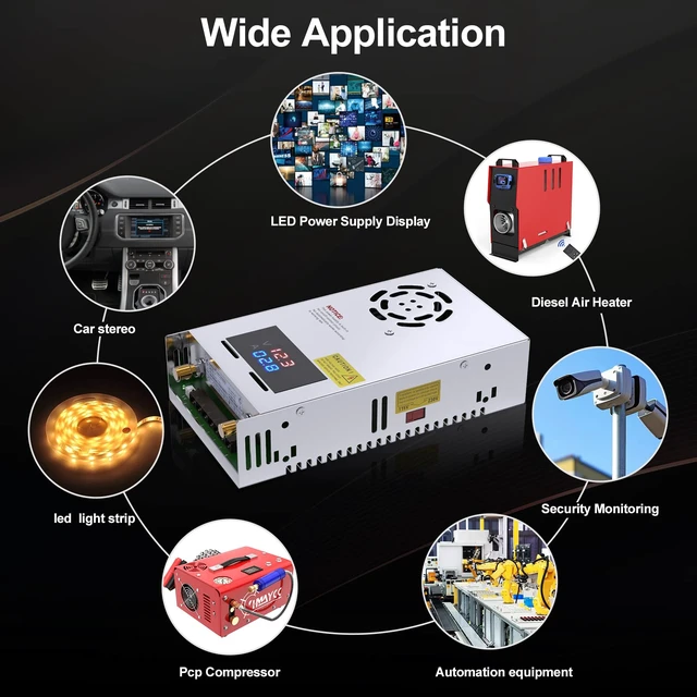 Alt view image 7 of 7 - Adjustable Power Supply with LED Display - 110V AC to 24V DC Converter 480W 20A