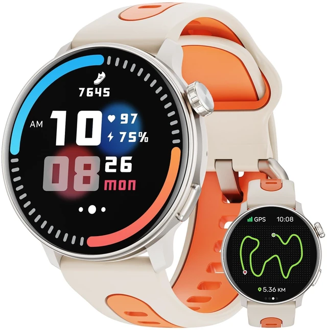 Main image of Smart Watches for Men Women GPS, 1.43" AMOLED Screen Smart Watch, Smartwatches CompassCompatible with Android & iOS (Bluetooth Call Answer/Dial), Multiple Sports Modes Fitness Tracker