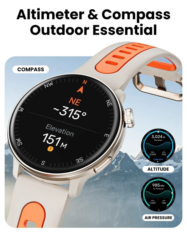 Alt view image 3 of 7 - Smart Watches for Men Women GPS, 1.43" AMOLED Screen Smart Watch, Smartwatches CompassCompatible with Android & iOS (Bluetooth Call Answer/Dial), Multiple Sports Modes Fitness Tracker