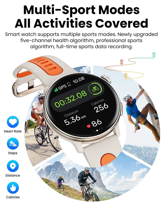 Alt view image 6 of 7 - Smart Watches for Men Women GPS, 1.43" AMOLED Screen Smart Watch, Smartwatches CompassCompatible with Android & iOS (Bluetooth Call Answer/Dial), Multiple Sports Modes Fitness Tracker