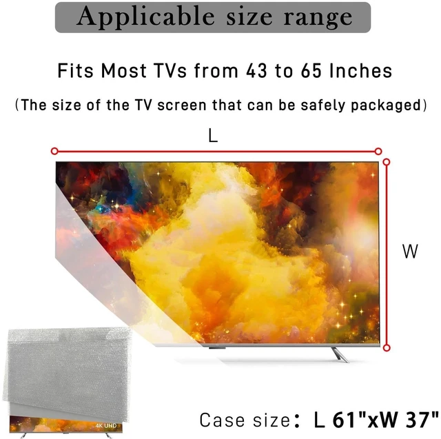 Alt view image 3 of 7 - TV Wrap Cover for Moving & ShippingDouble-Layer Thick Bubble Cover for Moving - Internal Bubble Design, Reusable Protective Wrap Fits Many 43-65 Screens (61x37)