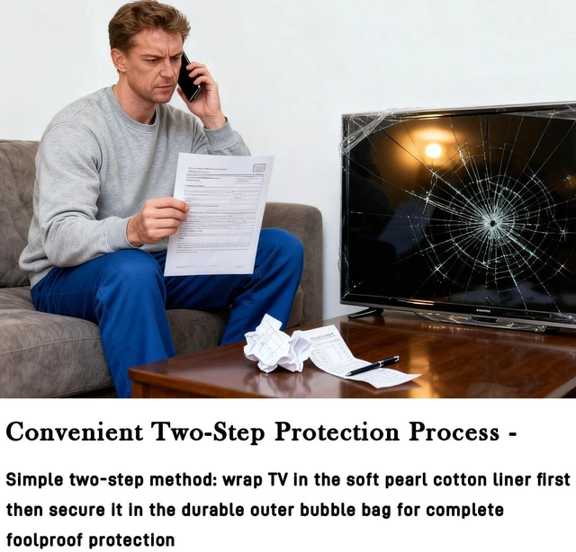 Alt view image 5 of 7 - TV Wrap Cover for Moving & ShippingDouble-Layer Thick Bubble Cover for Moving - Internal Bubble Design, Reusable Protective Wrap Fits Many 43-65 Screens (61x37)
