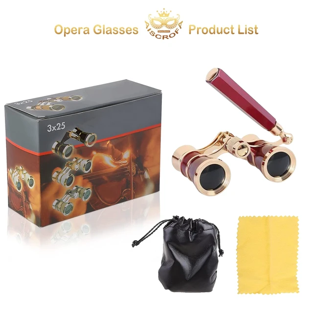 Alt view image 5 of 7 - Opera Glasses,3X25 Theater Binoculars with Foldable and Extendable Handle,Mini Binocular Compact Lightweight,Portable Theater Glasses for Adults Kids Women in Musical Concert