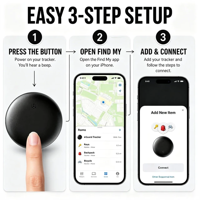 Alt view image 5 of 7 - GPS Tracker for Vehicles No Subscription for Android & iOS Bluetooth Car Tracker Tag Tracker Device Compatible with Apple Find My & Google's Find Hub for Key, Luggage Wallet Kid Pet