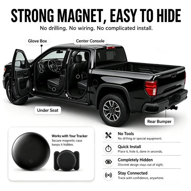 Alt view image 6 of 7 - GPS Tracker for Vehicles No Subscription for Android & iOS Bluetooth Car Tracker Tag Tracker Device Compatible with Apple Find My & Google's Find Hub for Key, Luggage Wallet Kid Pet