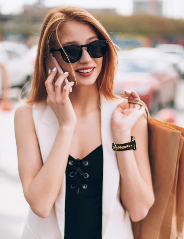Alt view image 6 of 6 - Leather Band Compatible with Fitbit Versa 2/Fitbit Versa/Versa Lite Bands Women, Dressy Premium Leather Designer Strap with Stainless Steel Metal Chain for Versa 2 Smartwatch Accessories