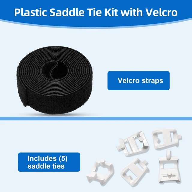 Alt view image 2 of 6 - 5-Pack Plastic Saddle Tie Kit with Velcro for Cable Management, Ideal for Use in Structured Media Centers, Model 49605-AST