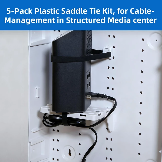 Alt view image 4 of 6 - 5-Pack Plastic Saddle Tie Kit with Velcro for Cable Management, Ideal for Use in Structured Media Centers, Model 49605-AST