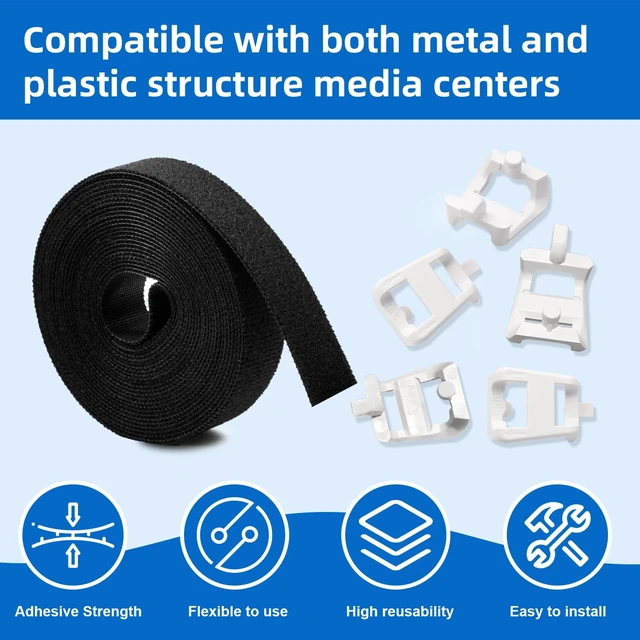 Alt view image 3 of 6 - 5-Pack Plastic Saddle Tie Kit with Velcro for Cable Management, Ideal for Use in Structured Media Centers, Model 49605-AST