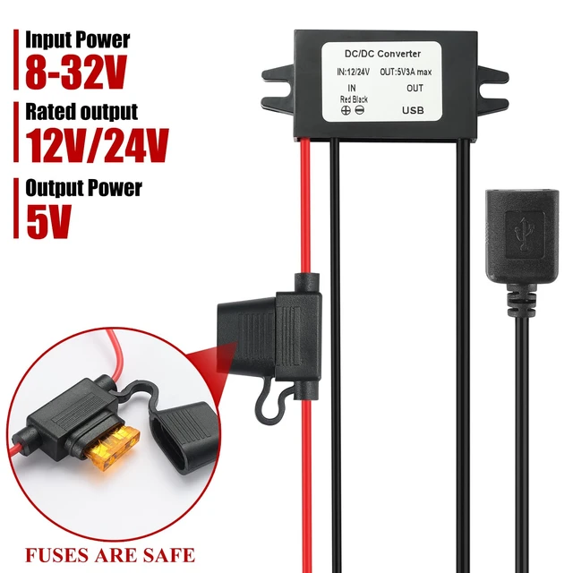 Alt view image 2 of 7 - IP67 Waterproof USB Charger 8-32V to 5V 3A-15W DC-DC Converter with USB-A Port, Suitable for Trucks/RVs/Boats/Building Equipment -Waterproof/Dustproof