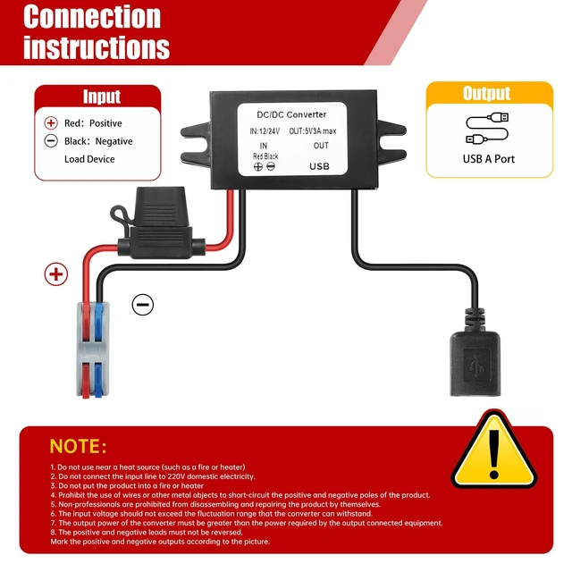 Alt view image 3 of 7 - IP67 Waterproof USB Charger 8-32V to 5V 3A-15W DC-DC Converter with USB-A Port, Suitable for Trucks/RVs/Boats/Building Equipment -Waterproof/Dustproof