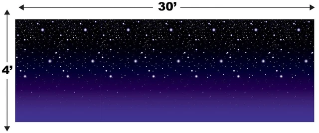 Alt view image 2 of 7 - Hanging Backdrop, Durable Plastic Wall Covering, 4' x 30' Full Coverage Wall Decorations for Parties, Anniversaries, Holiday Events, Festive Photo Booth Background, Starry Night Sky