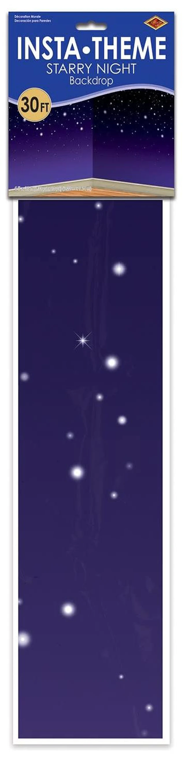 Alt view image 6 of 7 - Hanging Backdrop, Durable Plastic Wall Covering, 4' x 30' Full Coverage Wall Decorations for Parties, Anniversaries, Holiday Events, Festive Photo Booth Background, Starry Night Sky