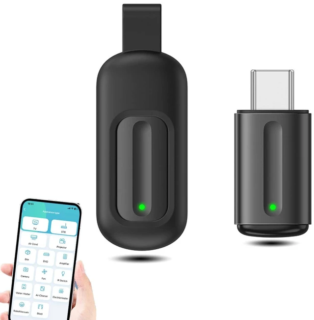 Main image of Mini Smartphone IR Remote Controller Adapter, Type C Universal Smart IR Controller, Android Mobile Phone Infrared Control for TV DVD Player Refrigerator Light