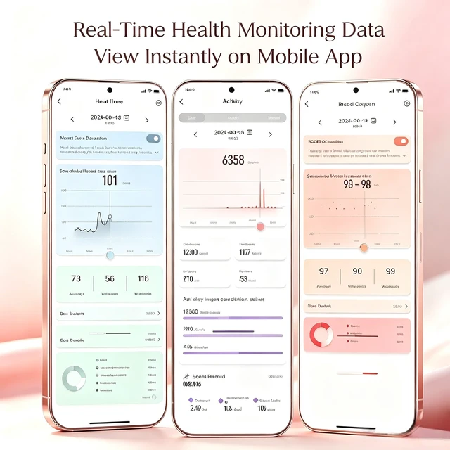Alt view image 4 of 6 - Smart Ring for Women, Pink Ceramic Design, Period Prediction, Gifts for Women, Stress & Sleep Monitor, Female Health Tracker, No Subscription Fee (#6)