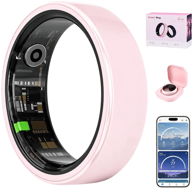 Main image of Smart Ring for Women, Pink Ceramic Design, Period Prediction, Gifts for Women, Stress & Sleep Monitor, Female Health Tracker, No Subscription Fee (#6)