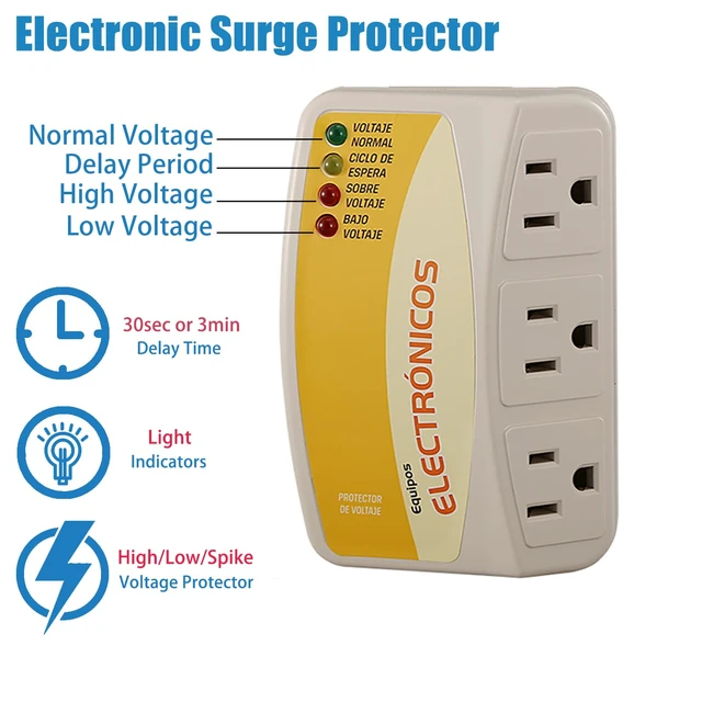 Alt view image 2 of 7 - Surge Protector,120V 12A 1440W Voltage Protector with 3 Outlet Plug,for Home Appliance Multi Function Plug,Electronic Surge Protector for Refrigerator for TV/PC/Refrigerator 1 Pack