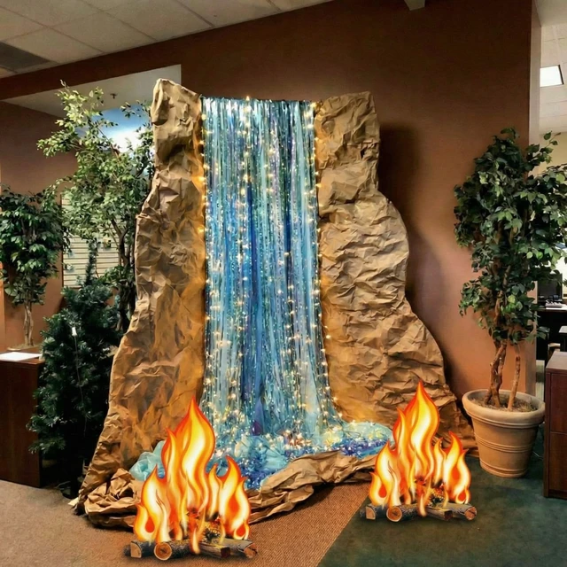 Alt view image 3 of 6 - 7 Pcs Waterfall Landscaping Kit for Classroom Vbs Decorations DIY Rainforest Campfire Backdrop with LED Light Bible Story Scene 3D Stream Props Vacation Bible School Jungle Church Event 2026