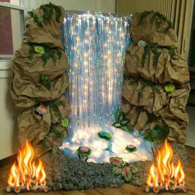 Alt view image 6 of 6 - 7 Pcs Waterfall Landscaping Kit for Classroom Vbs Decorations DIY Rainforest Campfire Backdrop with LED Light Bible Story Scene 3D Stream Props Vacation Bible School Jungle Church Event 2026