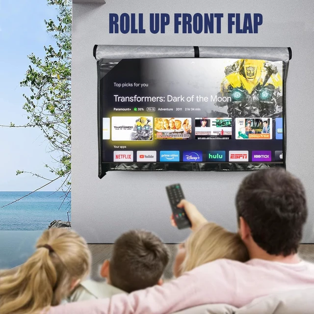 Alt view image 6 of 7 - 60-65 inch Outdoor TV Cover, Roll-up Front Flap with Soft Liner Scratch Resistant Fleece Lining LED Screen Protect, Zipper Access, Outside Weatherproof Wateproof TV Cover fit Mount & Stands