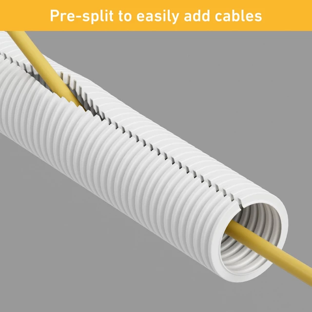 Alt view image 3 of 5 - White 43in Cable Sleeve, Flexible Wire Protector Tubing, Split Electrical Conduit, Plastic PC Cable Management Tube, Cord Sheath, TV Loom Tubing - 1.26in Diameter, 43-inch Length