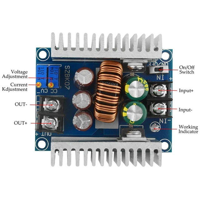 Alt view image 6 of 6 - 20A 300W High-Power Buck Converter Module DC 6-40V to DC 1.2-36V Adjustable Constant Voltage Constant Current Power Module Charging Drive with Short Circuit Protection