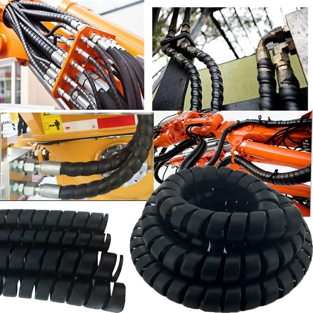 Alt view image 3 of 4 - Spiral Wrap Cable Protector Pre-Cut Lengths - Safe Hose Protector to Avoid Wear and Extend Life for Hydraulic Pneumatic Hoses (1.25" OD x 10')