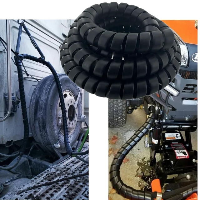Alt view image 4 of 4 - Spiral Wrap Cable Protector Pre-Cut Lengths - Safe Hose Protector to Avoid Wear and Extend Life for Hydraulic Pneumatic Hoses (1.25" OD x 10')