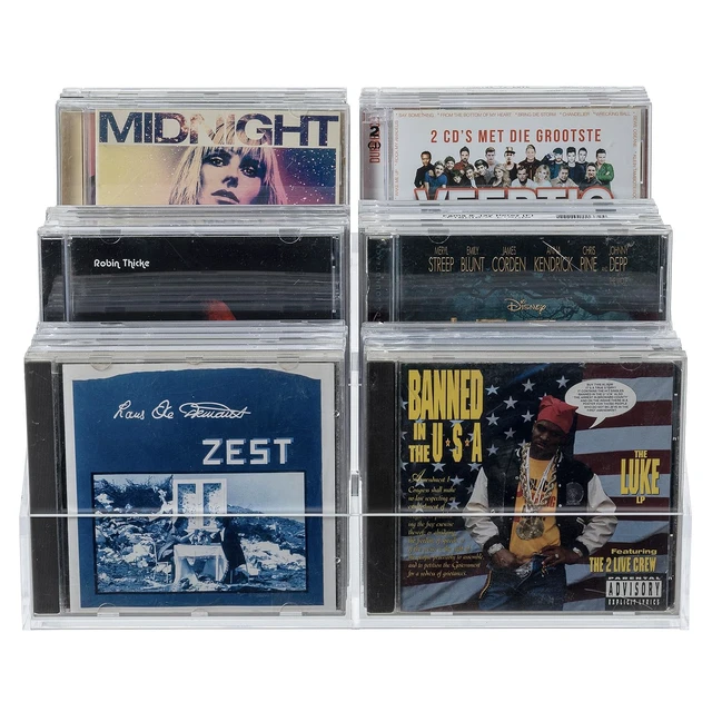 Alt view image 7 of 7 - 3 Tier CD Storage Rack, Clear Acrylic Disc Holder Holds 36 Cases Three-tier organizer stores up to 36 jewel cases with a clear design for easy viewing and compact media organization