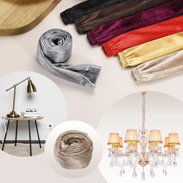 Alt view image 5 of 7 - 4.9ft Chandelier Chain Cord Cover, 2 Pcs Velvet Cloth Fabric Chain Sleeve Decorative Cord Covers for Chandelier Wires Swing Cable, Zipper Style, Beige