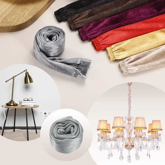 Alt view image 5 of 7 - 4.9ft Chandelier Chain Cord Cover, 2 Pcs Velvet Cloth Fabric Chain Sleeve Decorative Cord Covers for Chandelier Wires Swing Cable, Zipper Style, Gray