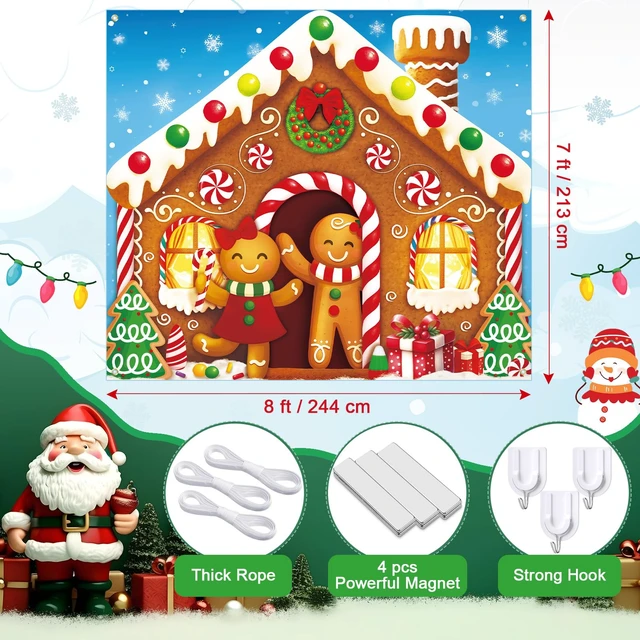 Alt view image 2 of 7 - Christmas Garage Door Banner Decor, 7 x 8 ft, Gingerbread House