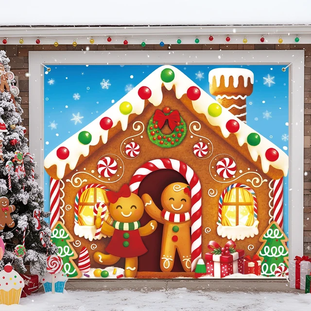 Alt view image 4 of 7 - Christmas Garage Door Banner Decor, 7 x 8 ft, Gingerbread House