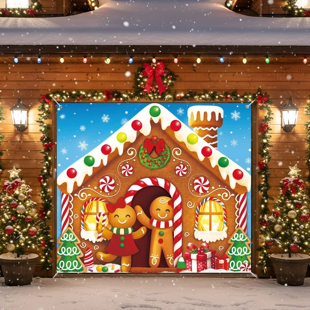 Alt view image 7 of 7 - Christmas Garage Door Banner Decor, 7 x 8 ft, Gingerbread House