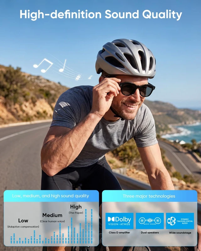 Alt view image 3 of 7 - Smart Glasses with Camera, Bluetooth Music, Video Recording, Photo Shoot, Voice Recording, AI Camera Glasses for Men Women