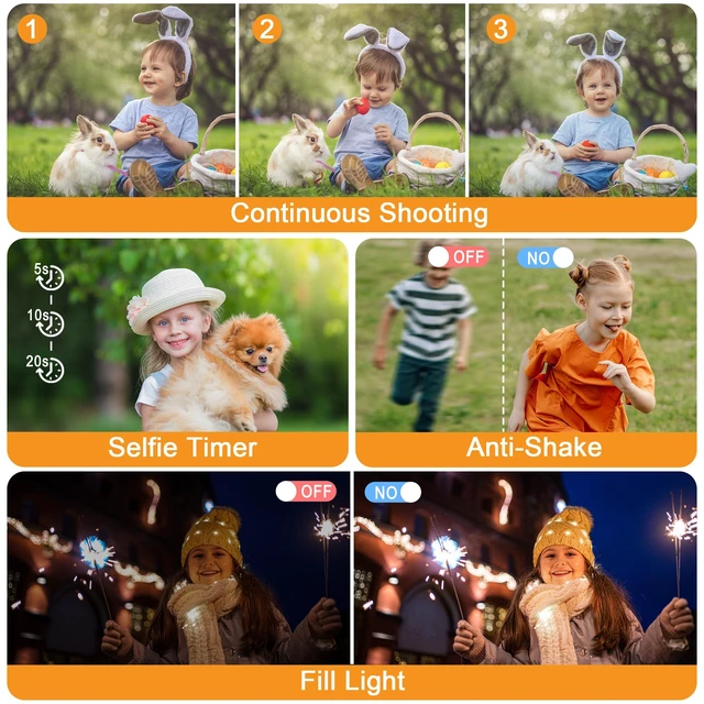 Alt view image 5 of 6 - Digital Camera Autofocus Digital Point and Shoot Camera with 18X Zoom 4K Vlogging Camera with 32GB Card, 64MP Portable Compact Camera for Teens Adult Beginner Anti-Shake