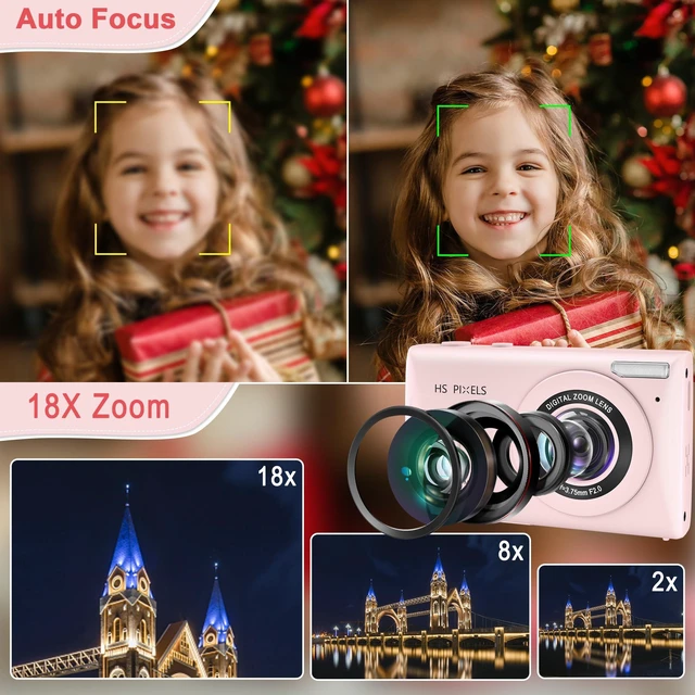 Alt view image 3 of 6 - Digital Camera FHD 1080P Digital Point and Shoot Camera with 18X Zoom Anti Shake, 48MP Compact Small Vlogging Camera for Boys Girls Kids Teens Adult Beginner