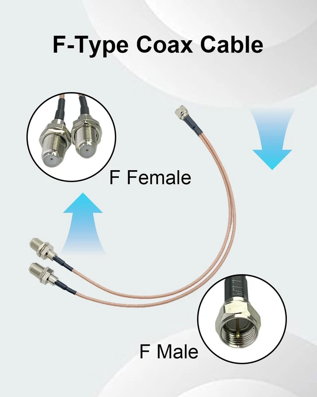 Alt view image 2 of 7 - 2-Way F Male to Dual Female RG6 Coax Splitter Cable, 50cm/19.68in Low Loss Weatherproof RG6 Coax Splitter, Enhanced Signal for TV Antenna, Satellite & Digital Receivers