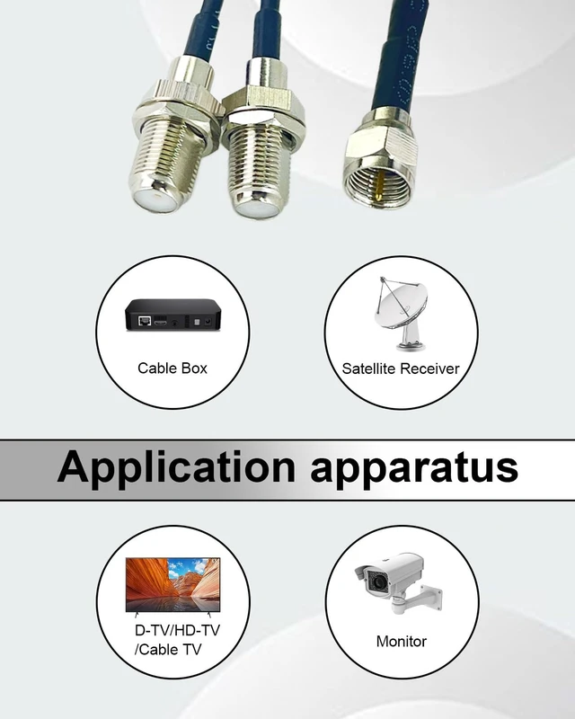 Alt view image 5 of 7 - 2-Way F Male to Dual Female RG6 Coax Splitter Cable, 50cm/19.68in Low Loss Weatherproof RG6 Coax Splitter, Enhanced Signal for TV Antenna, Satellite & Digital Receivers