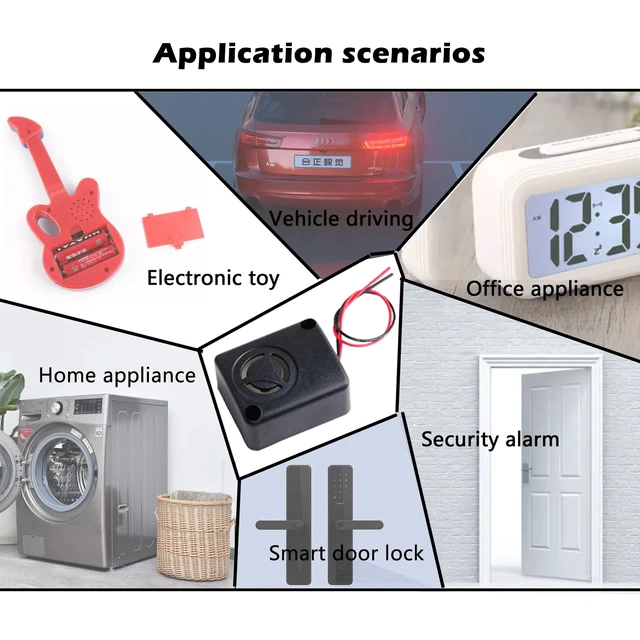 Alt view image 7 of 7 - 12V DC Black Mini Piezo Alarm Siren 110dB Insurance Safes Anti-Theft Alarm High-Decibel Buzzer for CarPack of 5