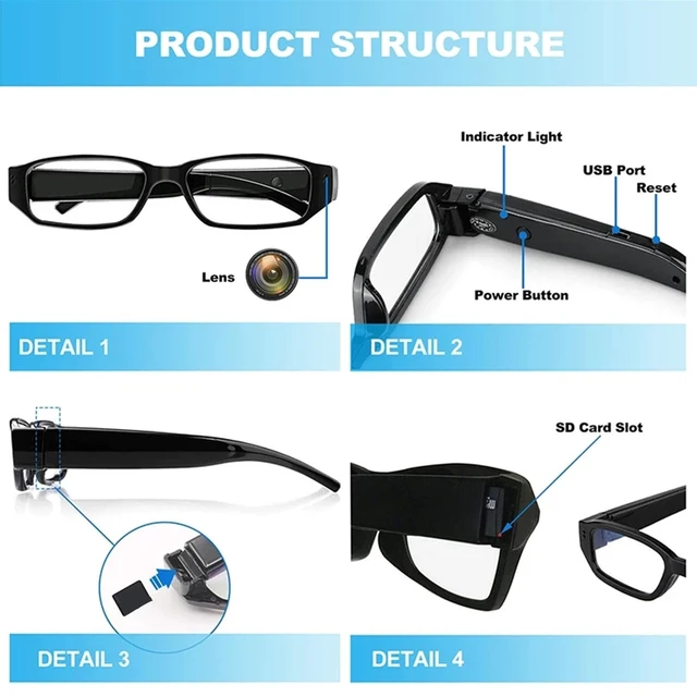 Alt view image 2 of 7 - Smart Camera Glasses for Action Sports, Anti Shake 1080P HD Video Recording Glasses, Action Camera for Men Women Outdoor, Photo & Video