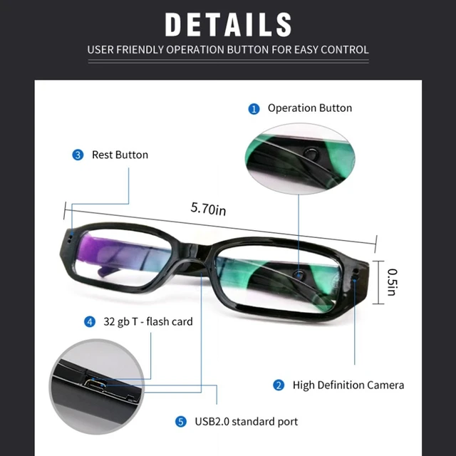 Alt view image 7 of 7 - Smart Camera Glasses for Action Sports, Anti Shake 1080P HD Video Recording Glasses, Action Camera for Men Women Outdoor, Photo & Video