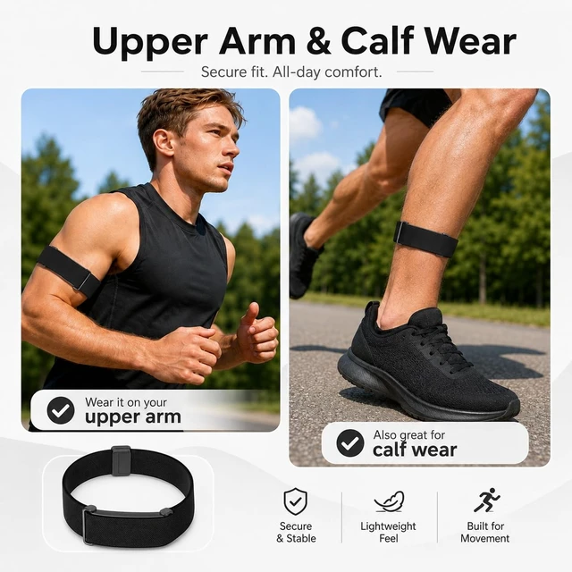 Alt view image 3 of 7 - Nylon Bicep Band Compatible with Google Fitbit Air, Adjustable Arm Strap Breathable Upper Arm Sport Band for Running, Weightlifting and Daily Wear