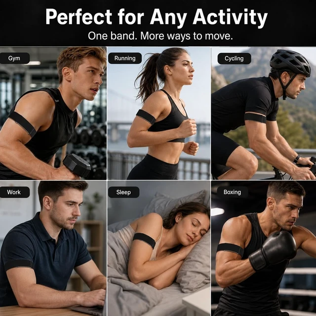 Alt view image 4 of 7 - Nylon Bicep Band Compatible with Google Fitbit Air, Adjustable Arm Strap Breathable Upper Arm Sport Band for Running, Weightlifting and Daily Wear