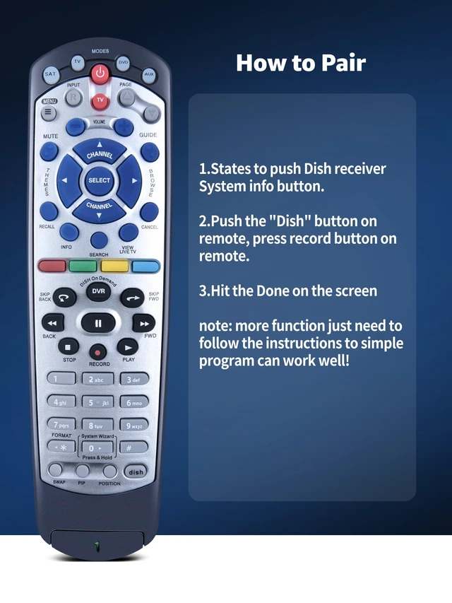 Alt view image 3 of 7 - Replacement New IR Remote Control for Dish Network 20.1 IR Satellite Receiver TV DVD VCR