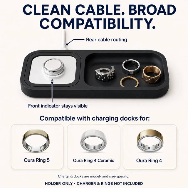 Alt view image 3 of 6 - Ring Accessories Compatible with Oura Ring Gen 5/4 Charger Holder Silicone Desk Charging Station Holder Stand for Oura Ring Stack/Jacket, Earrings, Necklaces, Bracelets