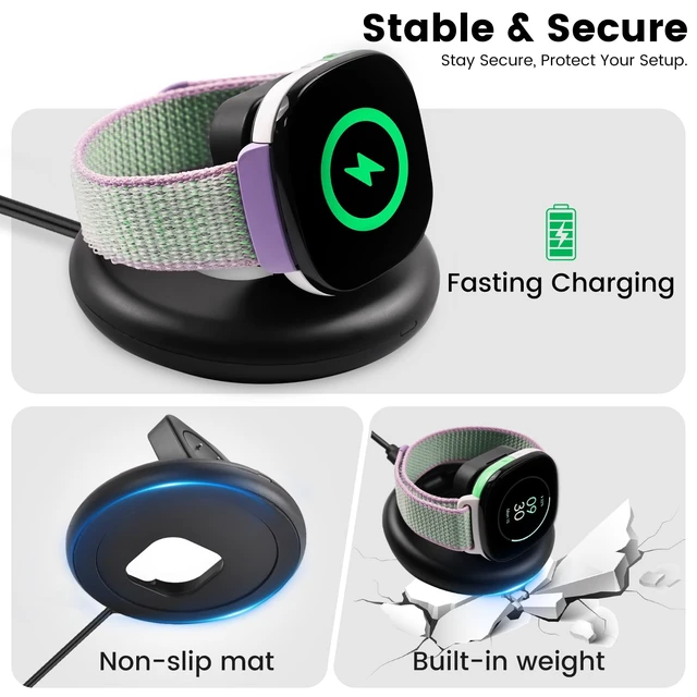 Alt view image 5 of 6 - Foldable Charger Dock for Fitbit Ace LTE Travel Spare Magnetic Charger Stand with 3.12ft Type-C to Type-C Cable