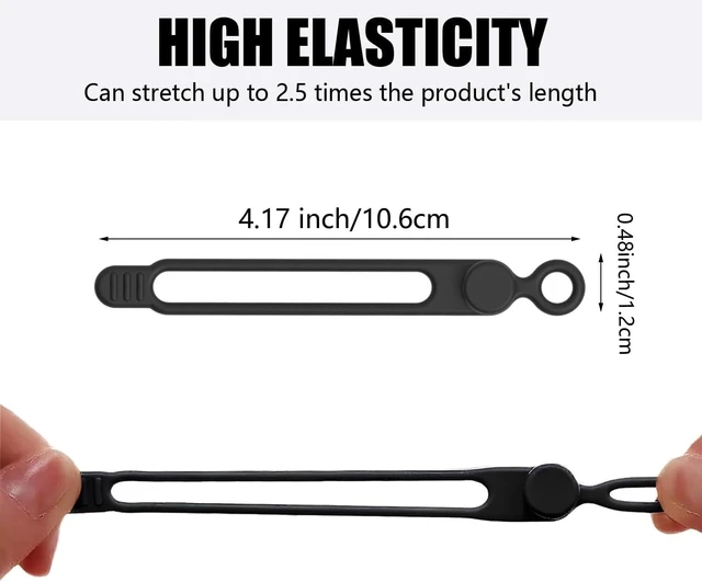 Alt view image 2 of 7 - 12 Pcs Silicone Cable Ties, Reusable Elastic Cable Wrap, Data Cable Organizer & Cord Management Straps, for Wires, Charger, Earphones, USB Cables, Cable Management Organizer for Home Office (12 pcs)