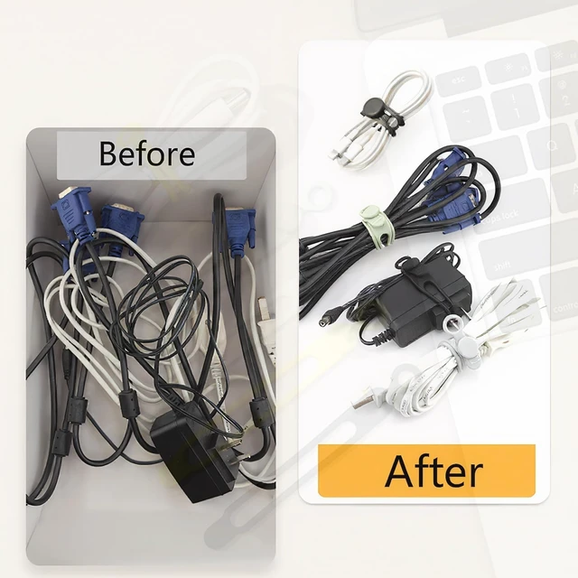 Alt view image 5 of 7 - 12 Pcs Silicone Cable Ties, Reusable Elastic Cable Wrap, Data Cable Organizer & Cord Management Straps, for Wires, Charger, Earphones, USB Cables, Cable Management Organizer for Home Office (12 pcs)