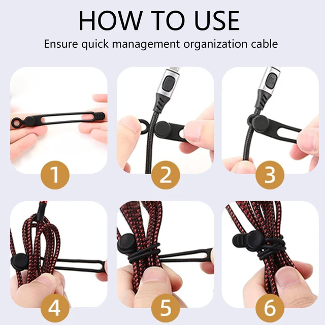 Alt view image 6 of 7 - 12 Pcs Silicone Cable Ties, Reusable Elastic Cable Wrap, Data Cable Organizer & Cord Management Straps, for Wires, Charger, Earphones, USB Cables, Cable Management Organizer for Home Office (12 pcs)